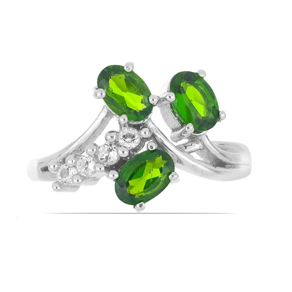 Кольцо из серебра с Хромдиопсидом и Топазом - купить с доставкой по ...