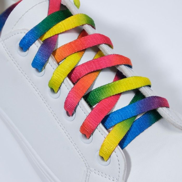 Шнурки для обуви, пара, плоские, 8 мм, 110 см, цвет "радужный"  #1