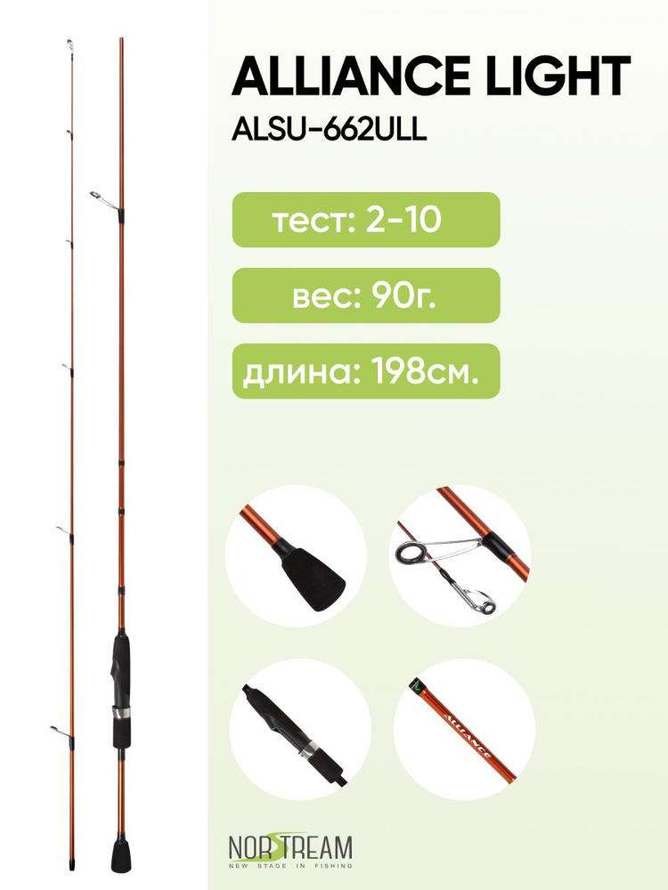 Спиннинг Norstream Alliance Light ALSU-662ULL тест 2 - 10 г, 198см #1