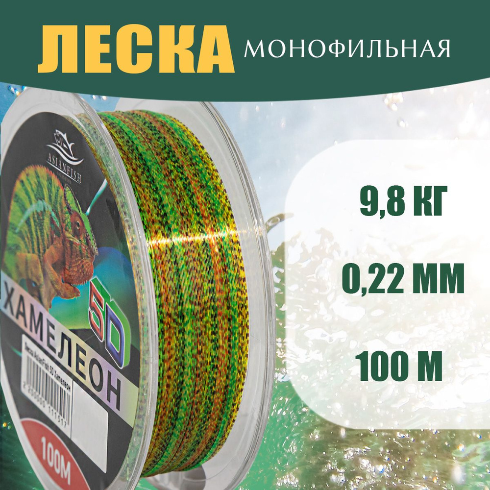 ASIANFISH Монофильная леска для рыбалки, размотка: 100 м, толщина: 0.22 мм  #1