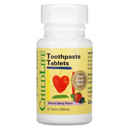 ChildLife, Зубная паста в таблетках, Натуральный ягодный вкус, 500 мг, 60 таблеток  #1