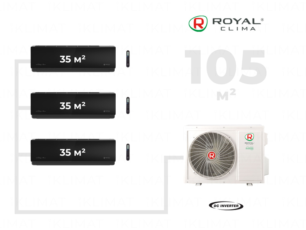 Инверторная мульти сплит-система Royal Clima Multi Gamma Attica Nero на 3 комнаты (3*35 м2) 4TFM-32HN/OUT #1