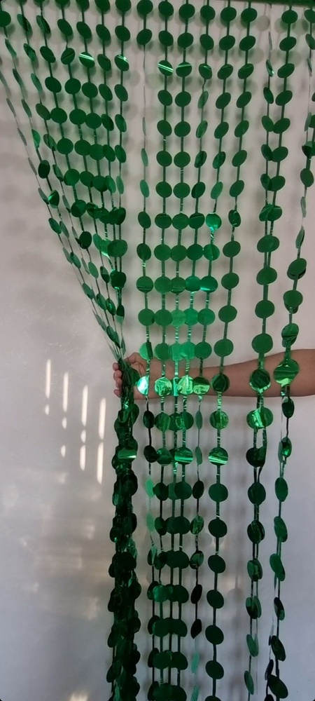  Занавес Дождик, Зелёные круги, 200 см, 1 шт. #1