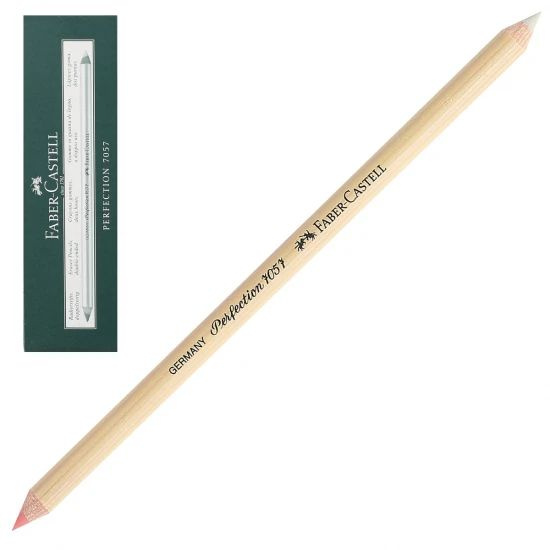 Ластик карандаш, 175*7*7 мм, каучук, держатель деревянный, двусторонний, цвет белый/красный, 1 шт. в #1