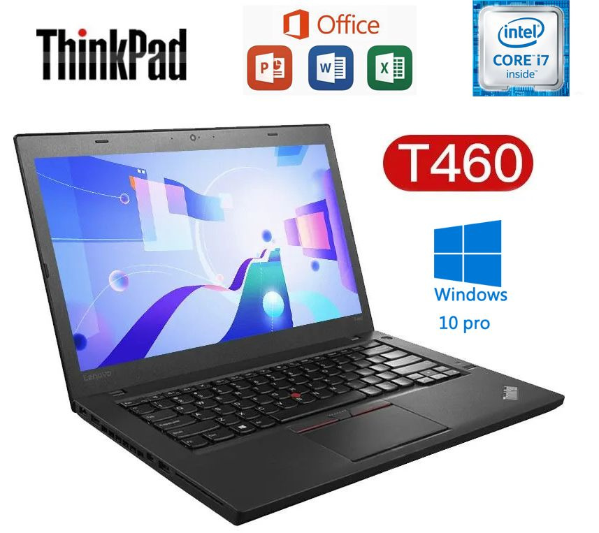 Lenovo t460-i7 Ноутбук 14.1", Intel Core i7-6600U, RAM 16 ГБ, SSD, Intel HD Graphics 520, Windows Pro, #1