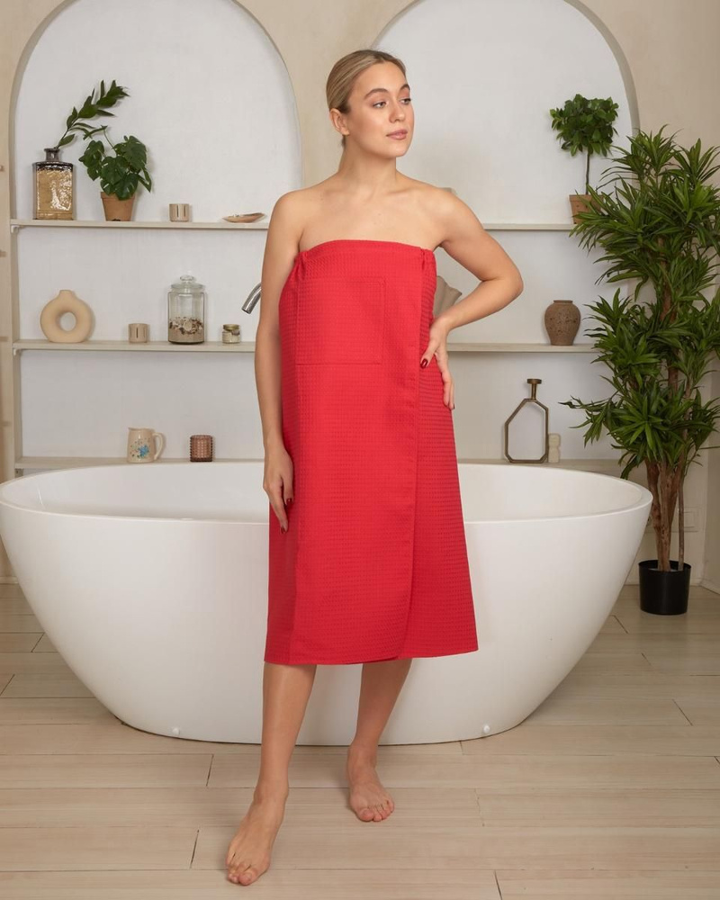 Килт банный,женский,полотенце банное,высокой плотности,вафельный,90х150  #1