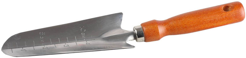 Совок посадочный GRINDA 290 мм, нержавеющая сталь, деревянная ручка,  #1