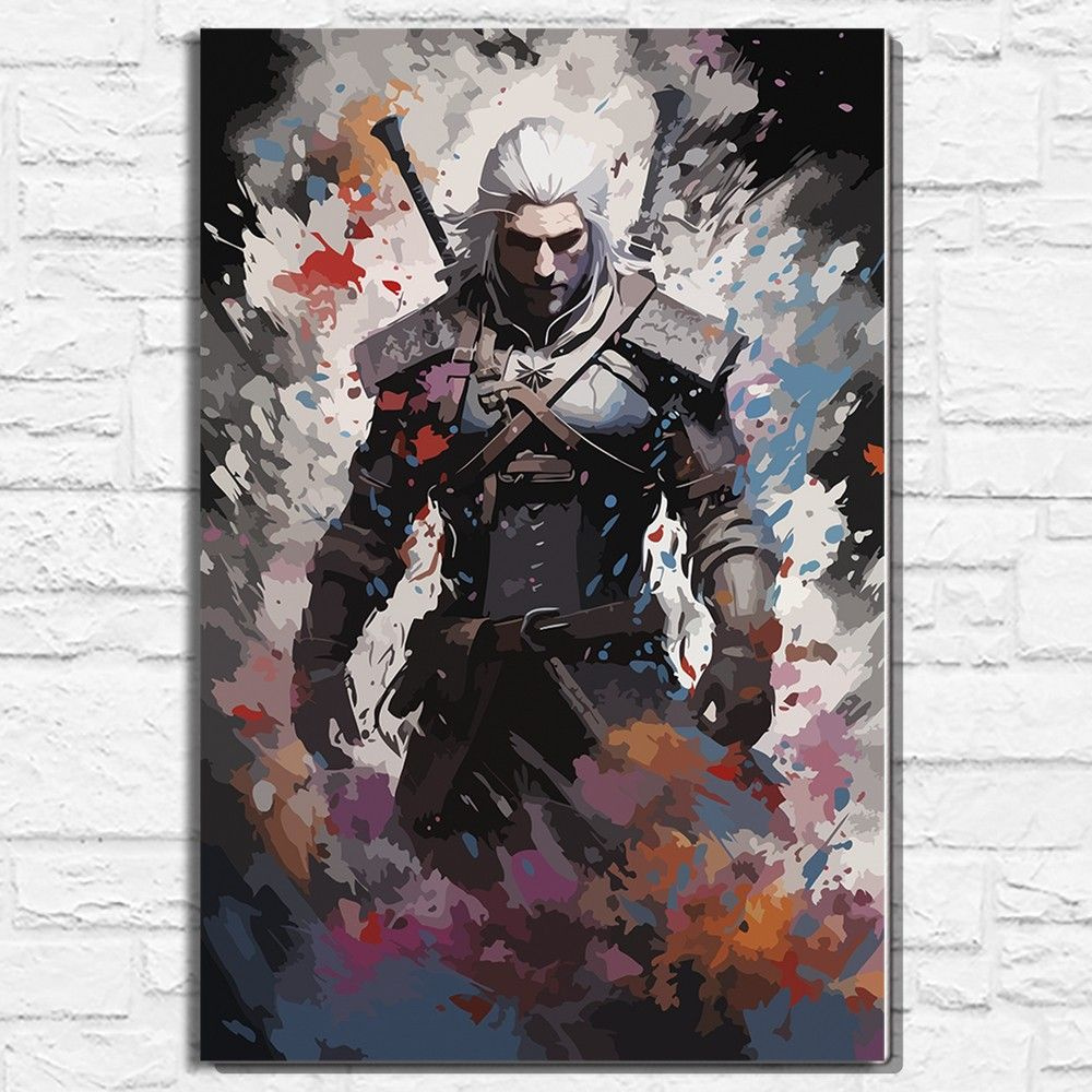 Картина по номерам на холсте игра Witcher (Ведьмак 3, Геральт, PS, PC, XBOX, SWITCH) - 13590 В 60x40 #1