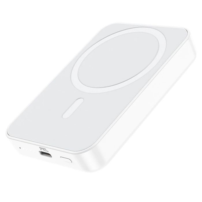 Магнитный внешний аккумулятор BOROFONE BJ25 Plus MagSafe 10000mAh White / повербанк (powerbank) беспроводной #1