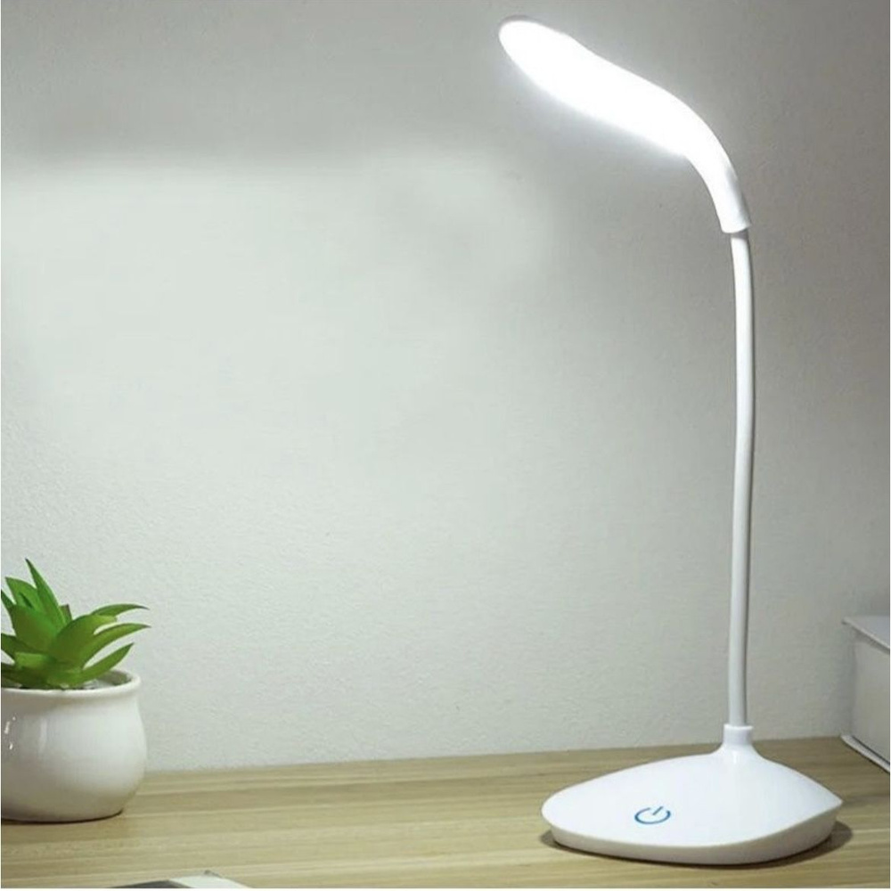 Настольная лампа с гибкой стойкой и сенсорным управлением, LED светильник автономный. белый.  #1