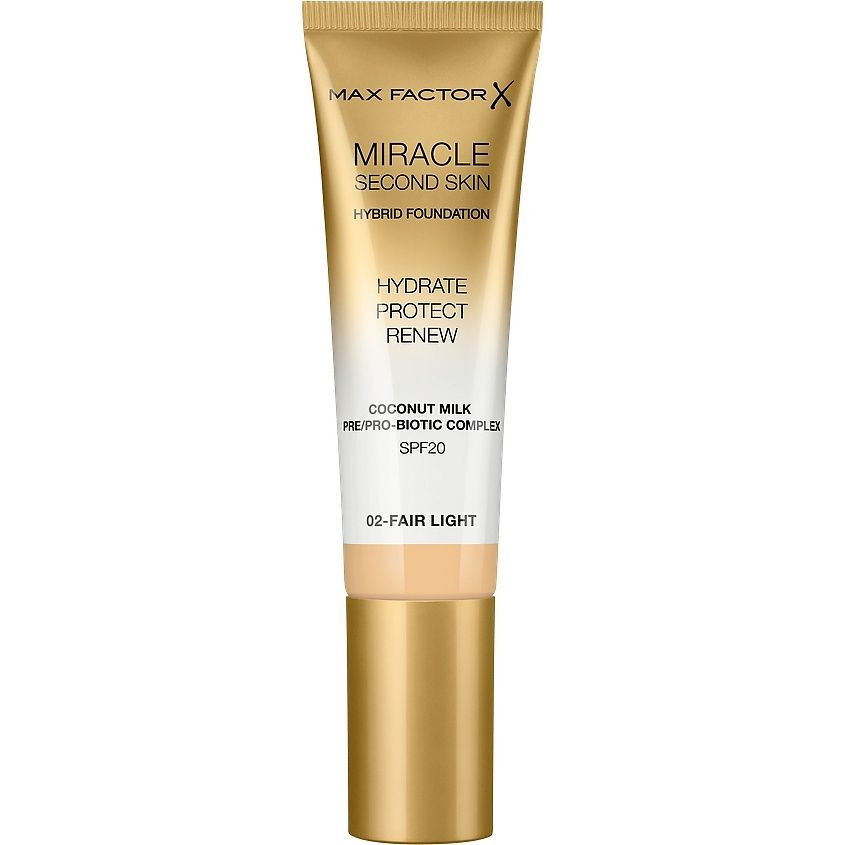 MAX FACTOR Тональная основа Miracle Touch Second Skin, № 02 Fair Light, 30 мл #1