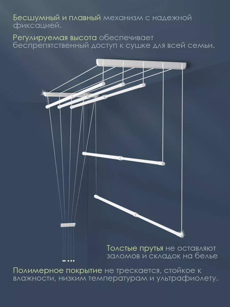 Сушилка для белья потолочная Лиана 1,9м х 40см #1