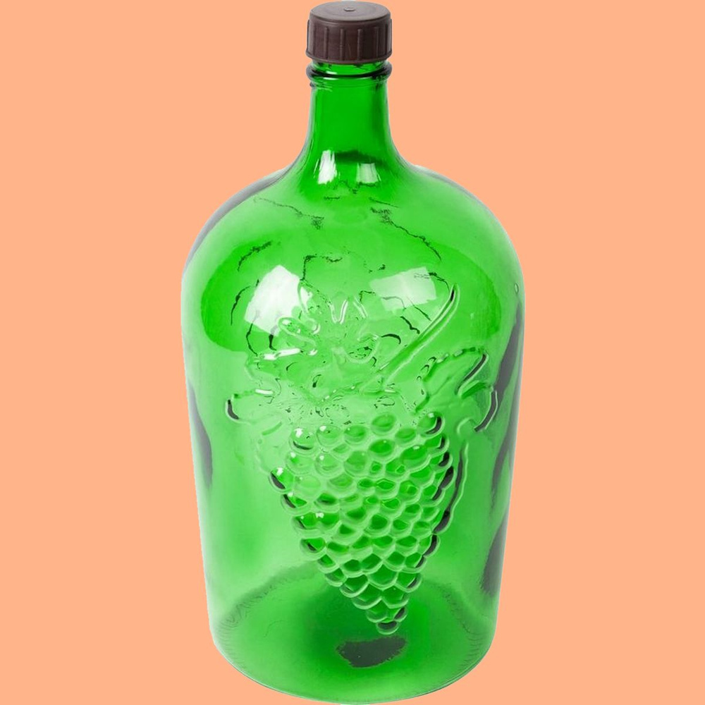 Стеклянная бутыль/ для вина и напитков "Виноград"/ 7 литров , с крышкой ...