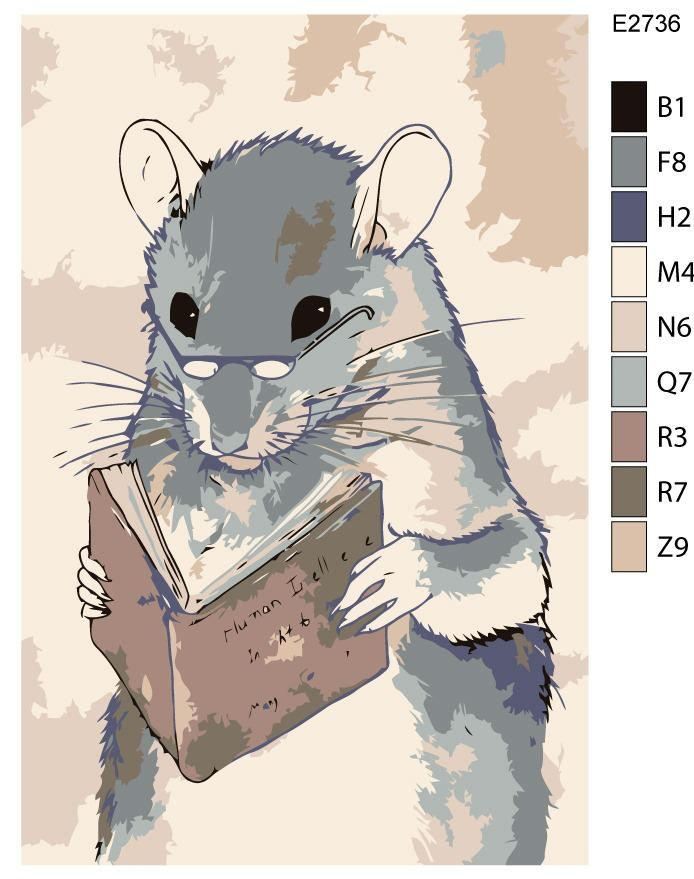 Детская картина по номерам E2736 "Крыса читает книгу" 20x30 #1