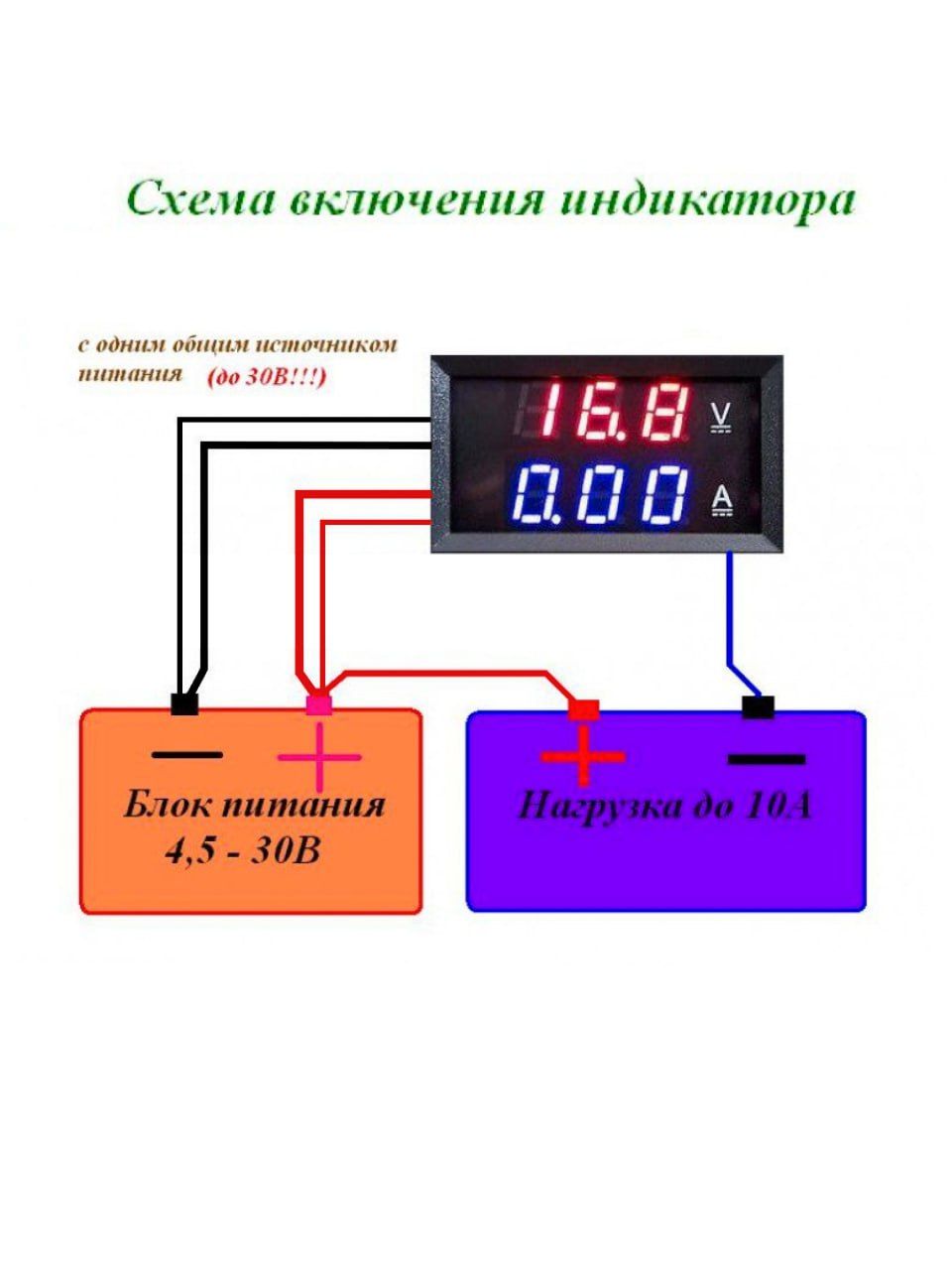 Цифровой вольтметр - амперметр 100В 10А - купить по выгодной цене в ...