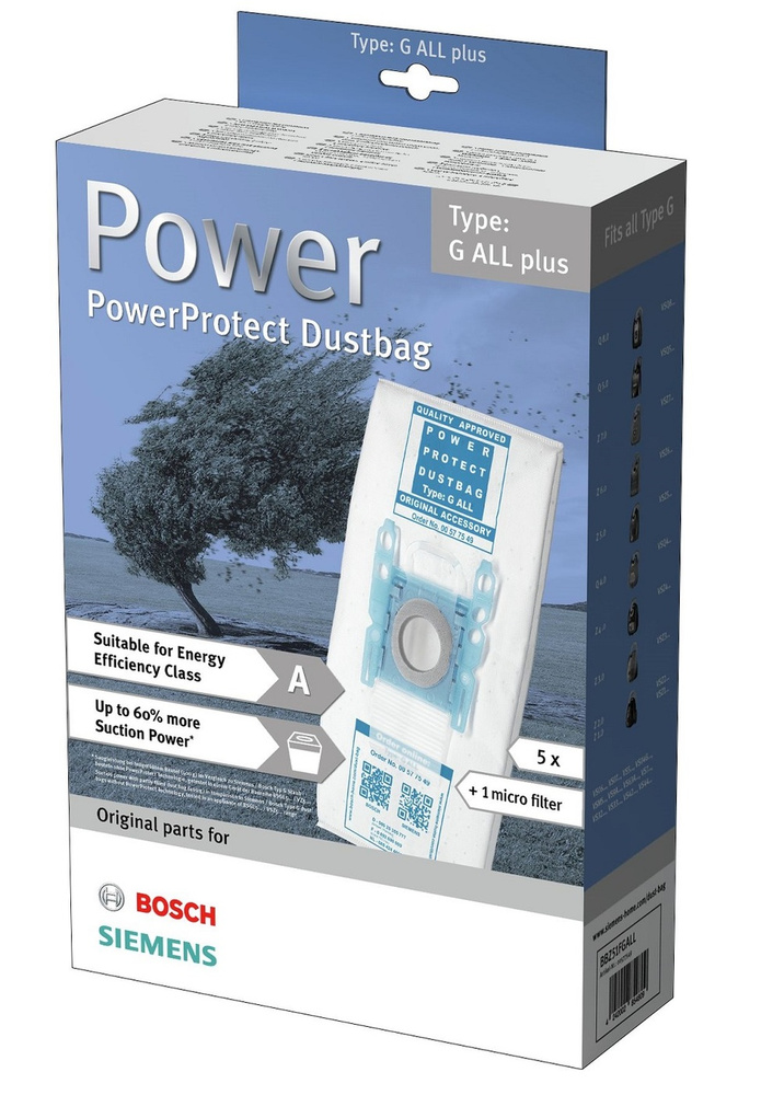 Мешки-пылесборники Bosch PowerProtect, тип "G ALL", BBZ41FGALL (17000940) (00577549) 5 штук  #1