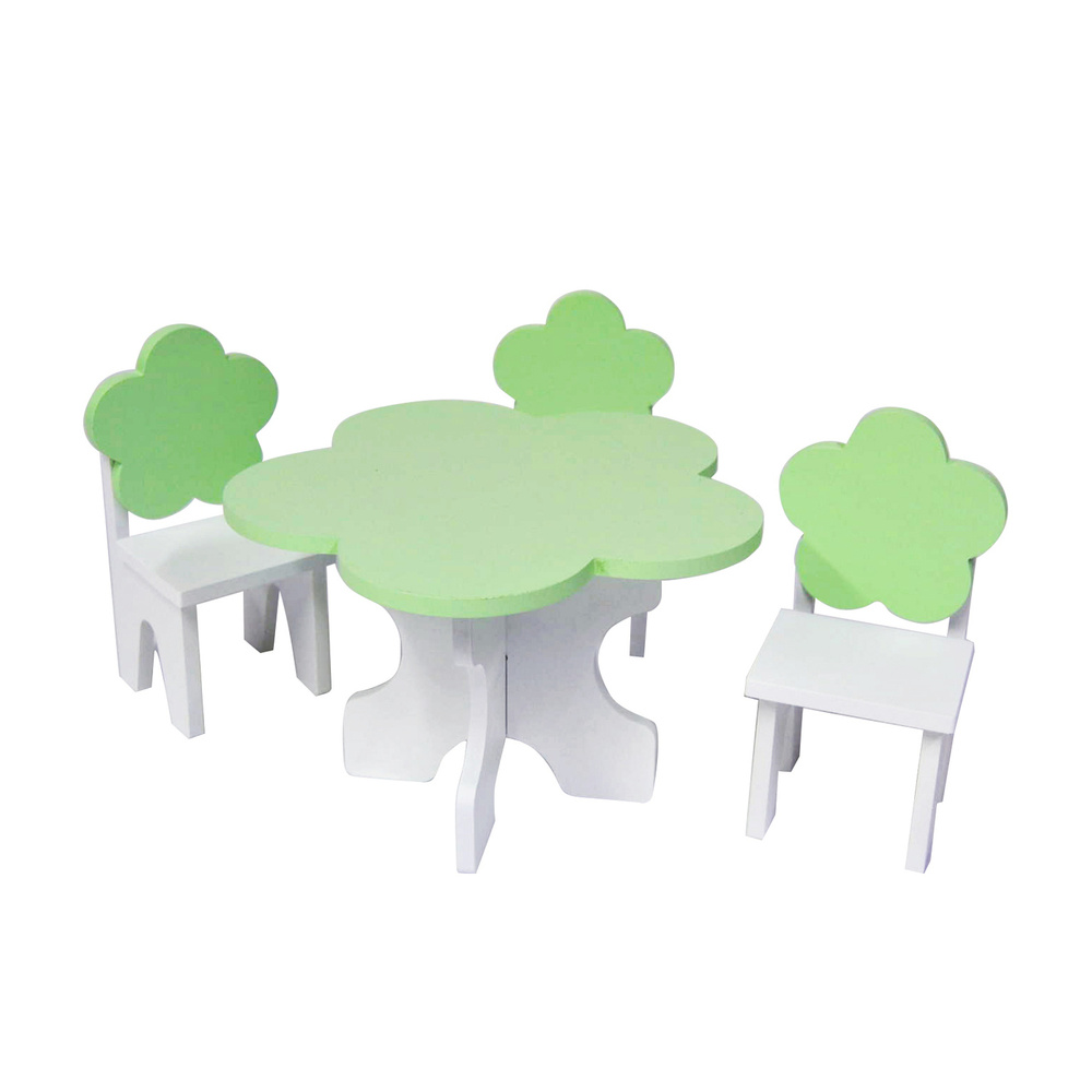 Набор мебели для кукол "Цветок": стол + стулья, цвет: белый/салатовый  #1