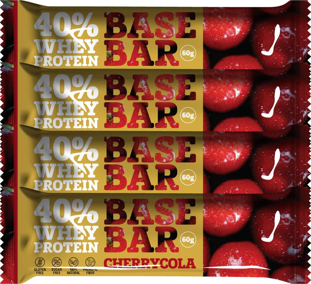 Батончик протеиновый Base Bar Cherrycola, 20% белка, вишня, 4 шт по 60 г  #1