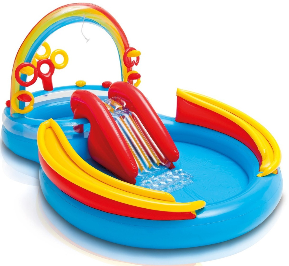 Детский игровой центр Надувной бассейн INTEX 57453 Радуга. RAINBOW RING PLAY CENTER. 297х193х135см  #1