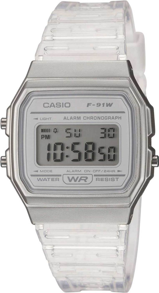 Электронные наручные часы Casio Collection F-91WS-7 с прозрачным ремешком  #1