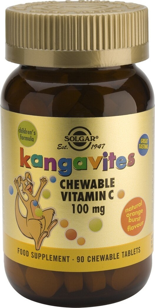 Solgar, Kangavites Vitamin C 100 mg "Кангавитес с Витамином С 100 мг, для детей", 940 мг, 90 таблеток #1