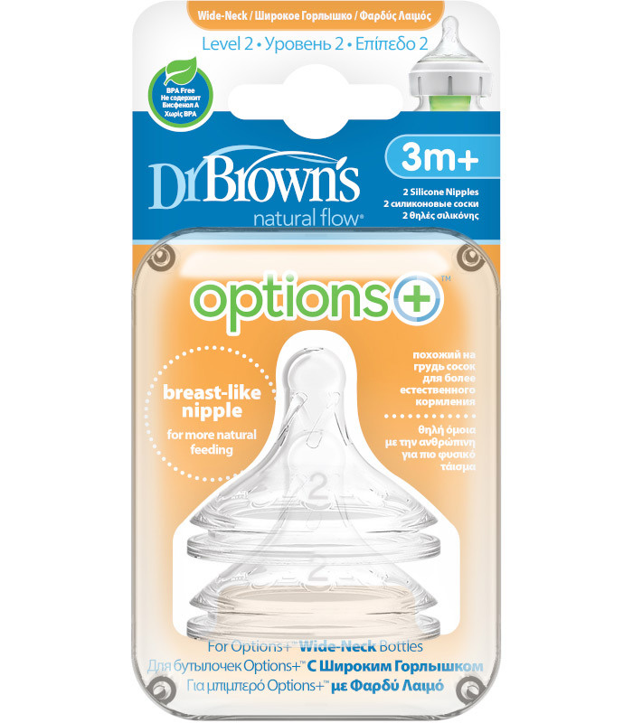 Dr. Brown's соска для бутылочки с широким горлышком от 3 месяцев, 2 шт  #1