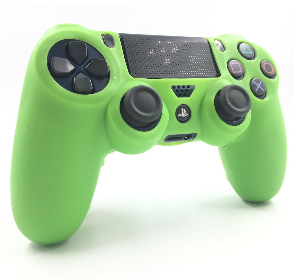 Чехол на геймпад PS4: Зеленый (Green)/полное силиконовое покрытие  #1