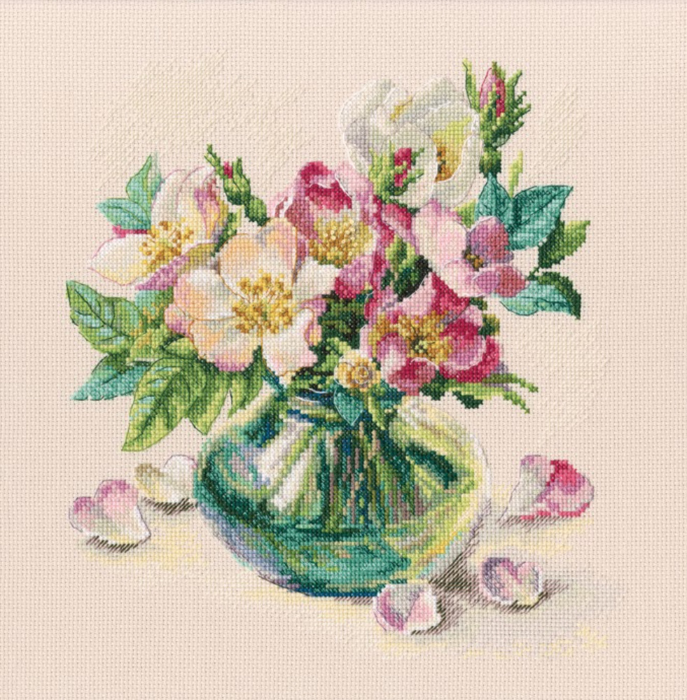 Набор для вышивания РТО "Нежные цветы шиповника",26,5х26,5см, M721  #1