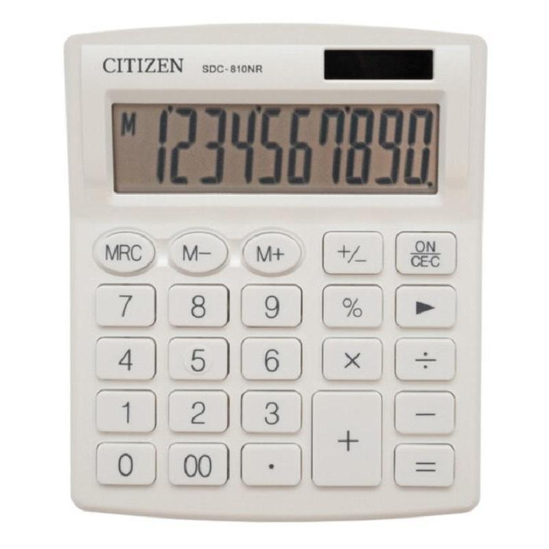 Калькулятор настольный Citizen SDC-810NR-WH 10р дв.пит КОМП-ЫЙ белый  #1