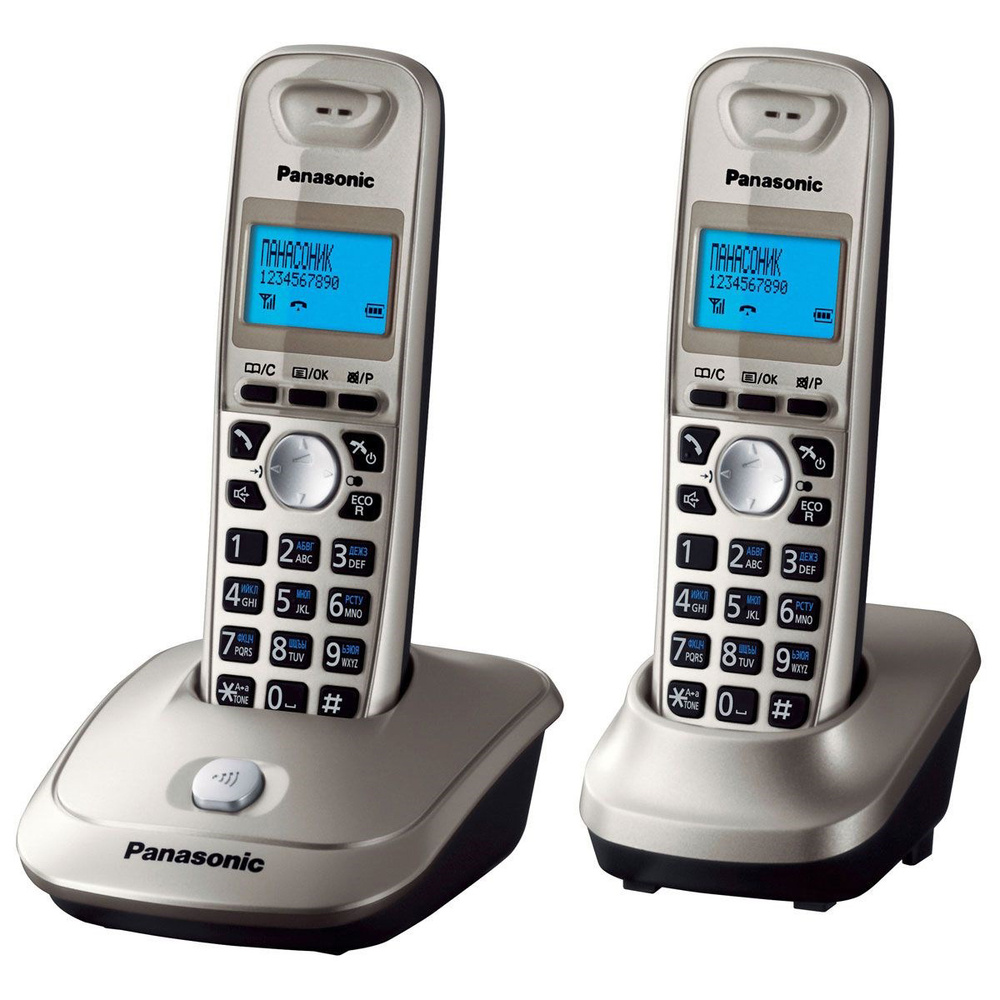 Радиотелефон Dect Panasonic KX-TG2512RUN платиновый (труб. в компл.:2шт) АОН  #1