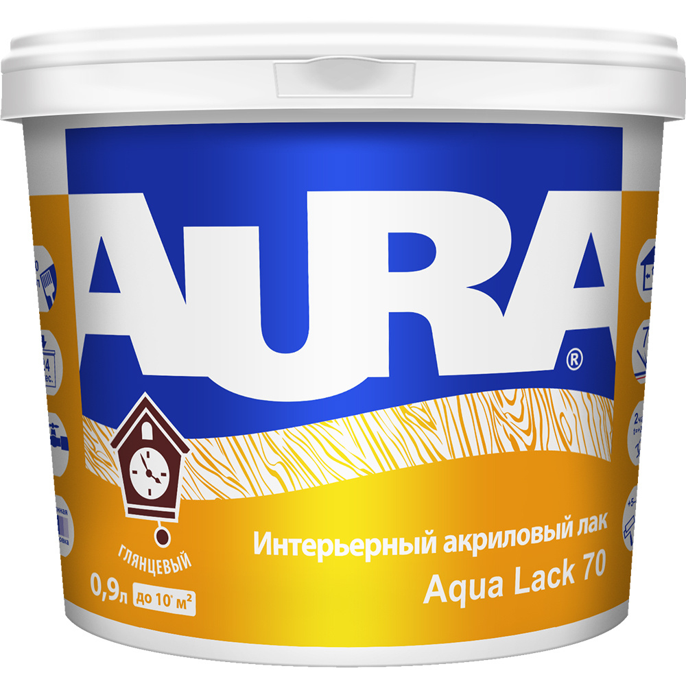 Лак интерьерный акриловый глянцевый "Aura Aqua Lack 70", 0,9л #1