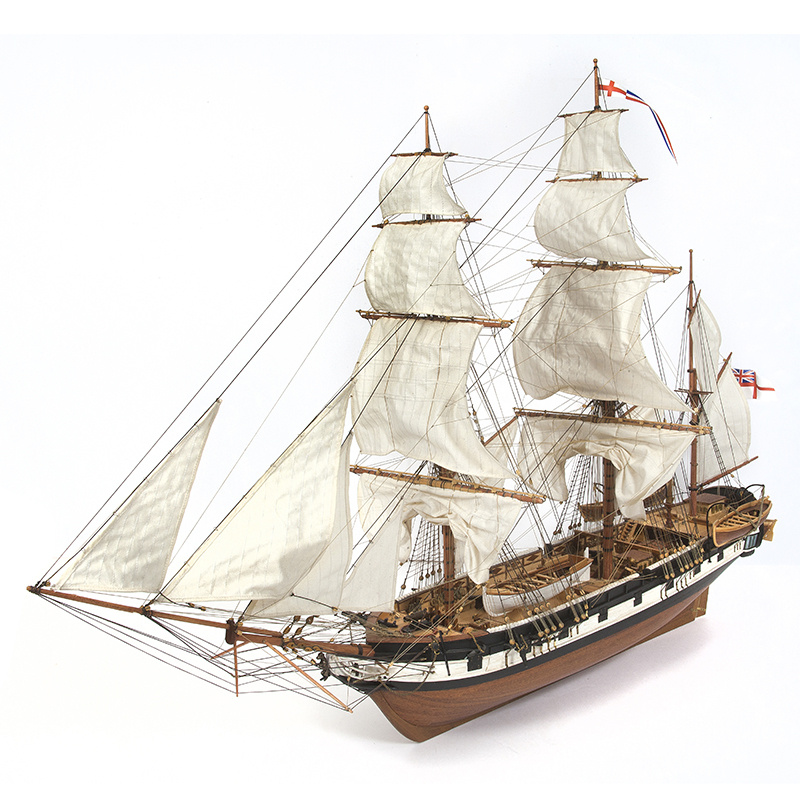 Барк HMS Beagle с парусами, Британия 1820 год, 720х480х230 мм, М.1:60, сборная модель парусного корабля #1