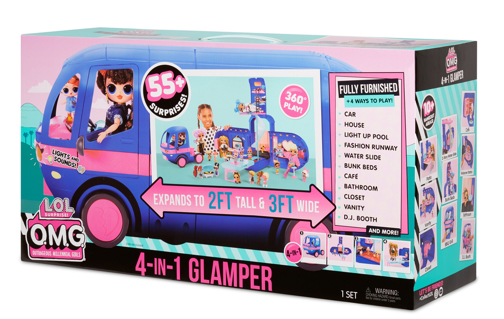 Игрушка L.O.L. LIL OUTRAGEOUS LITTLES Surprise 4-in-1 Glamper Автобус, синий #1