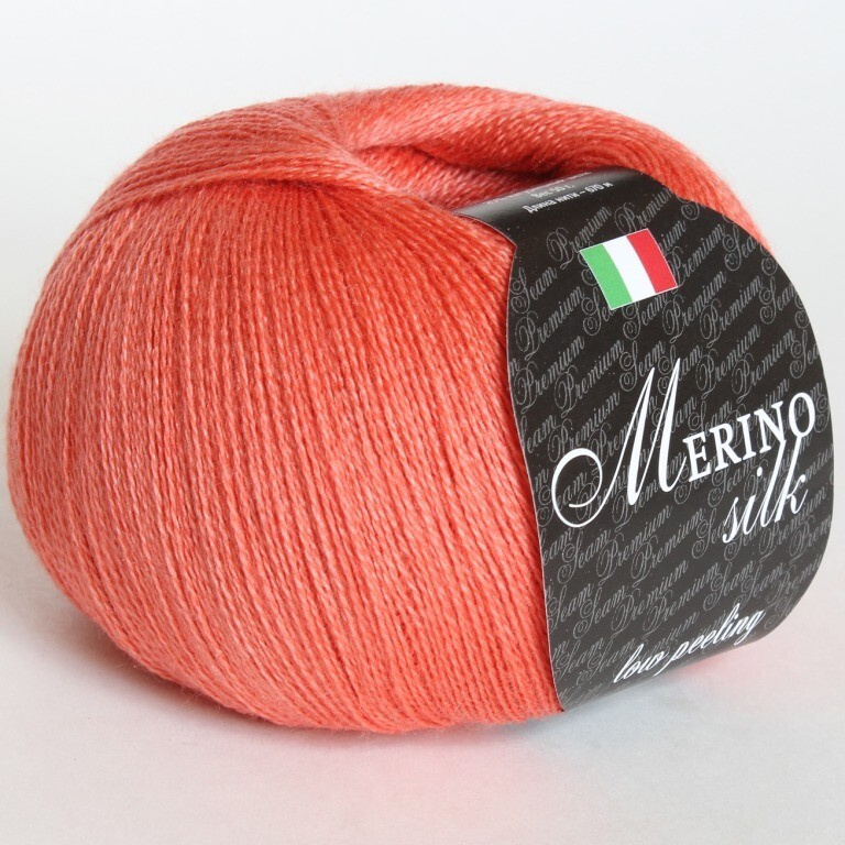 Пряжа Merino Silk цвет 17 лосось, 2шт*(670м/50г), 75% мериносовая шерсть 25% шелк  #1