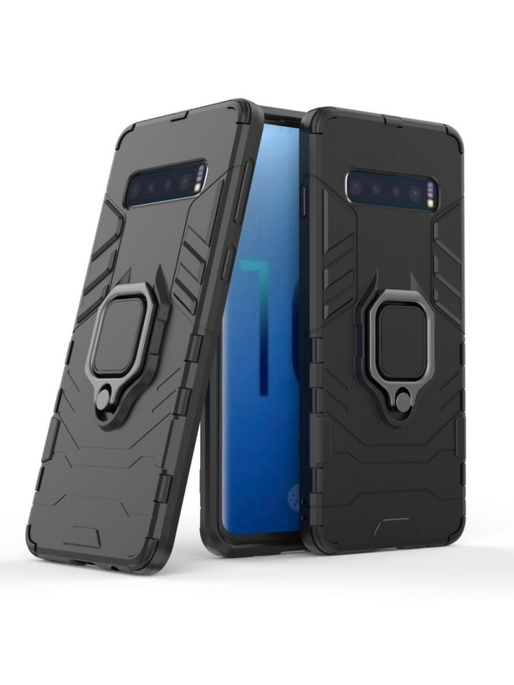 Ring Противоударный чехол с кольцом для Samsung Galaxy S10 черный ...