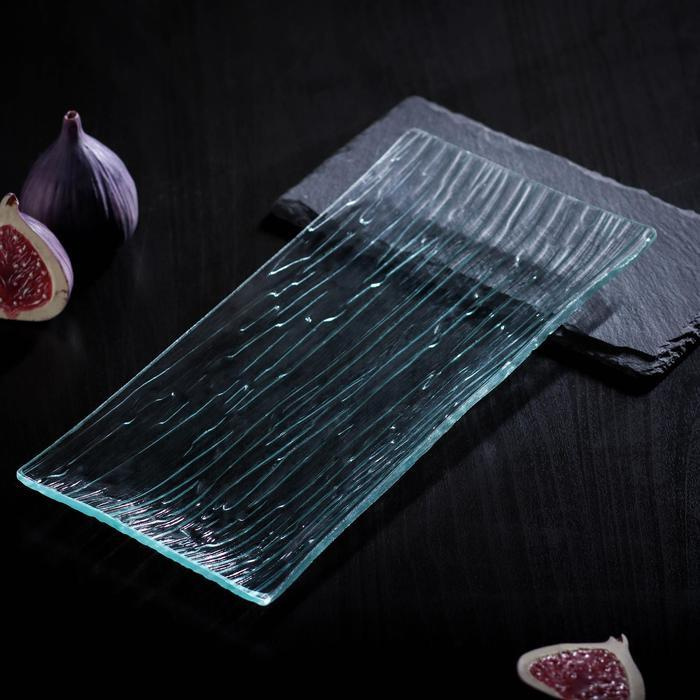Блюдо стеклянное сервировочное "Текстура", 25,5x12,5 см, прямоугольное  #1