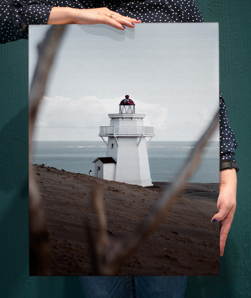 Картина на холсте (интерьерный постер) "Маяк" скандинавский стиль, с деревянным подрамником, размер 45х60 #1