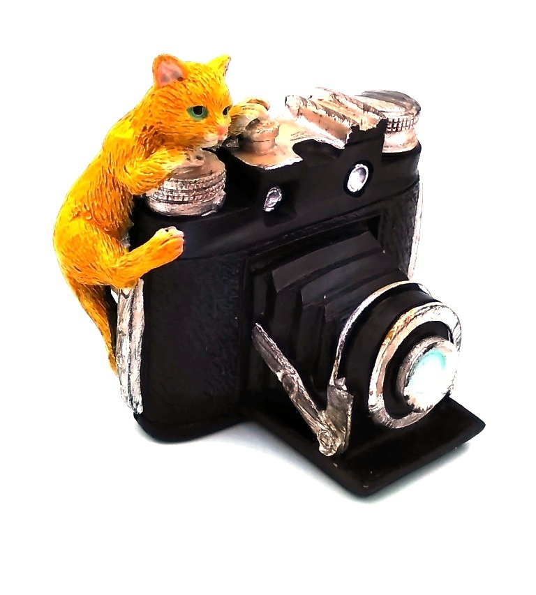 Статуэтка Кот с камерой 9см полимерная #1
