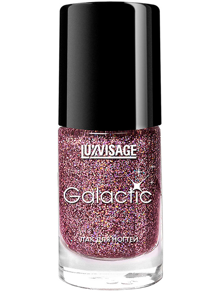 LUXVISAGE Лак для ногтей Galactic с блестками, тон 224 Насыщенно розовый с глиттером  #1