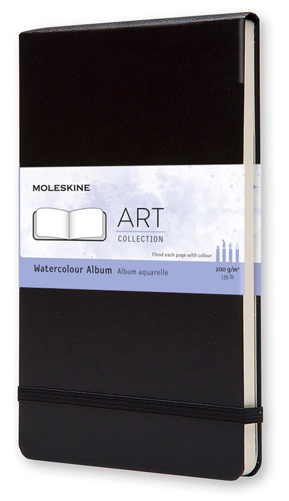 Блокнот для акварели Moleskine ART WATERCOLOR Large 130х210мм 72стр. твердая обложка черный  #1