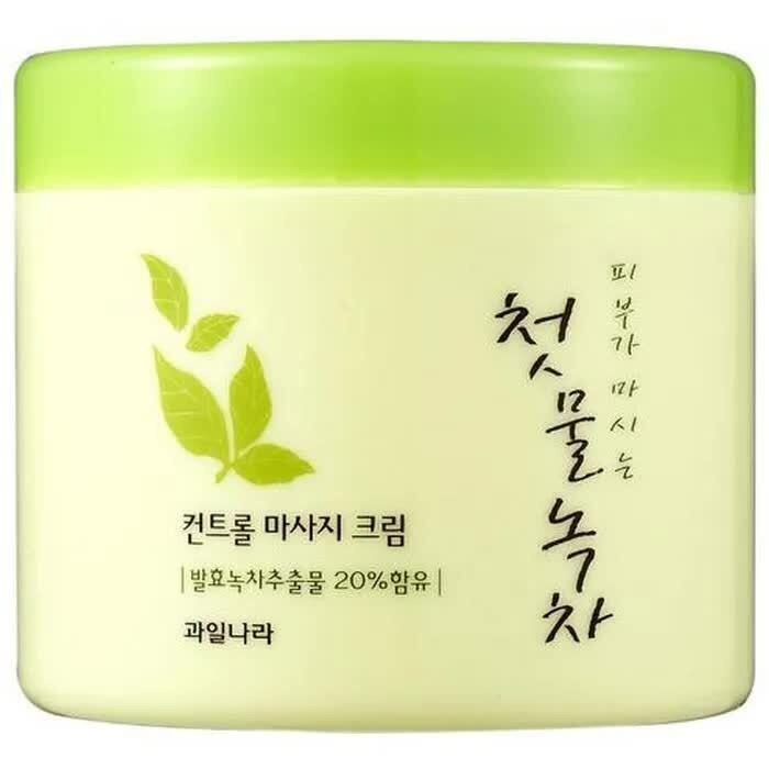 Восстанавливающий крем с экстрактом зеленого чая для очищения Welcos Green Tea Fresh Cleansing Cream, #1