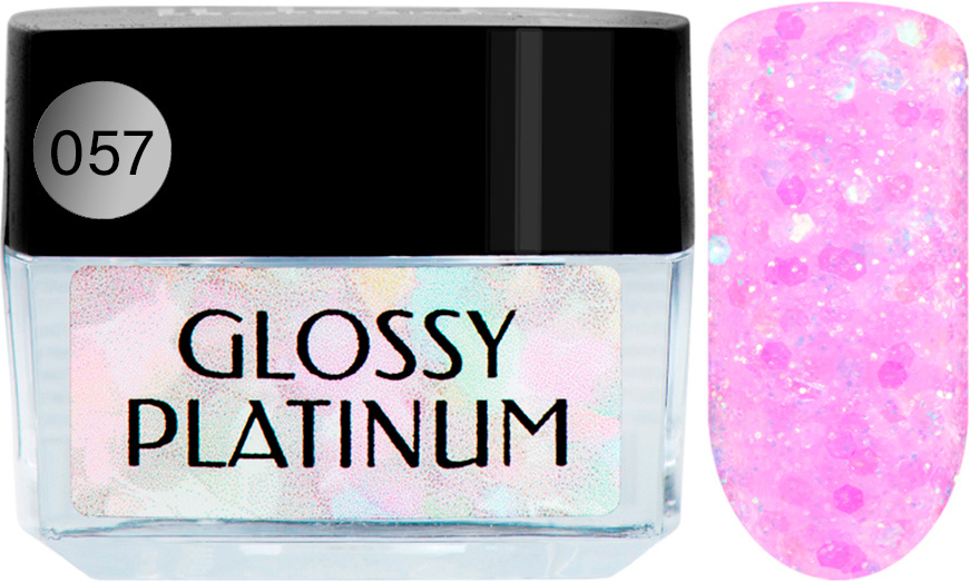 IRISK Гель-лак с блестками Glossy Platinum, № 57 розовый, 5 мл #1