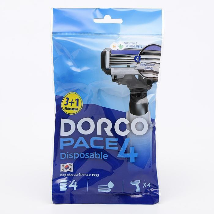 Бритвенные станки одноразовые Dorco Pace4, 4 лезвия, увлажняющая полоска, 4 шт  #1