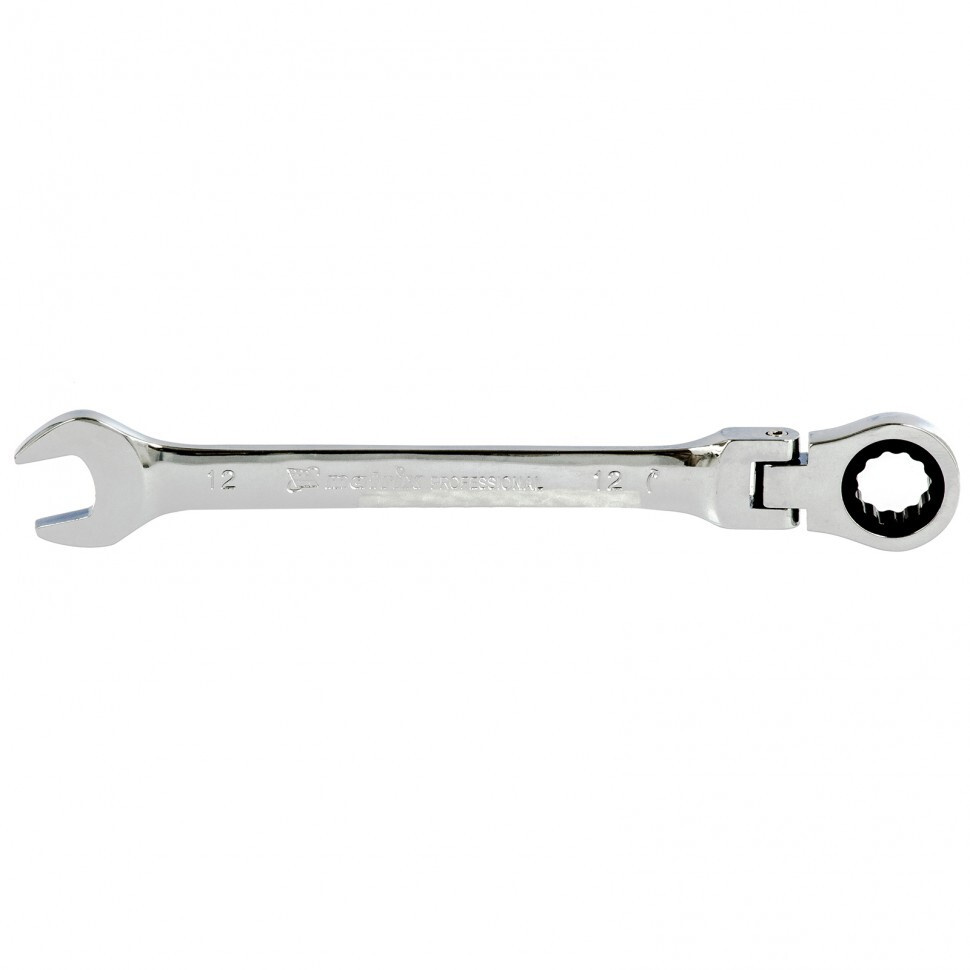 Ключ комбинированный трещоточный, 12 мм, CrV, шарнирный, зеркальный хром Matrix Professional 14864  #1