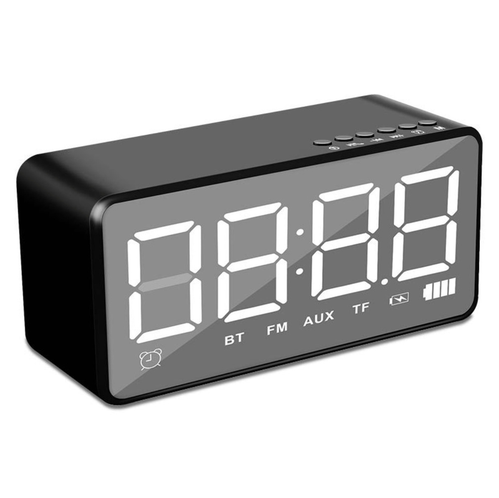 Часы будильник колонка MyPads A129-179 с качественным звуком FM радио LED дисплеем с крупными цифрами #1