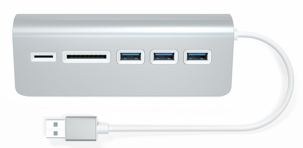 USB-хаб и картридер Satechi Aluminum USB 3.0 Hub & Card Reader ST-3HCRS (Silver) #1