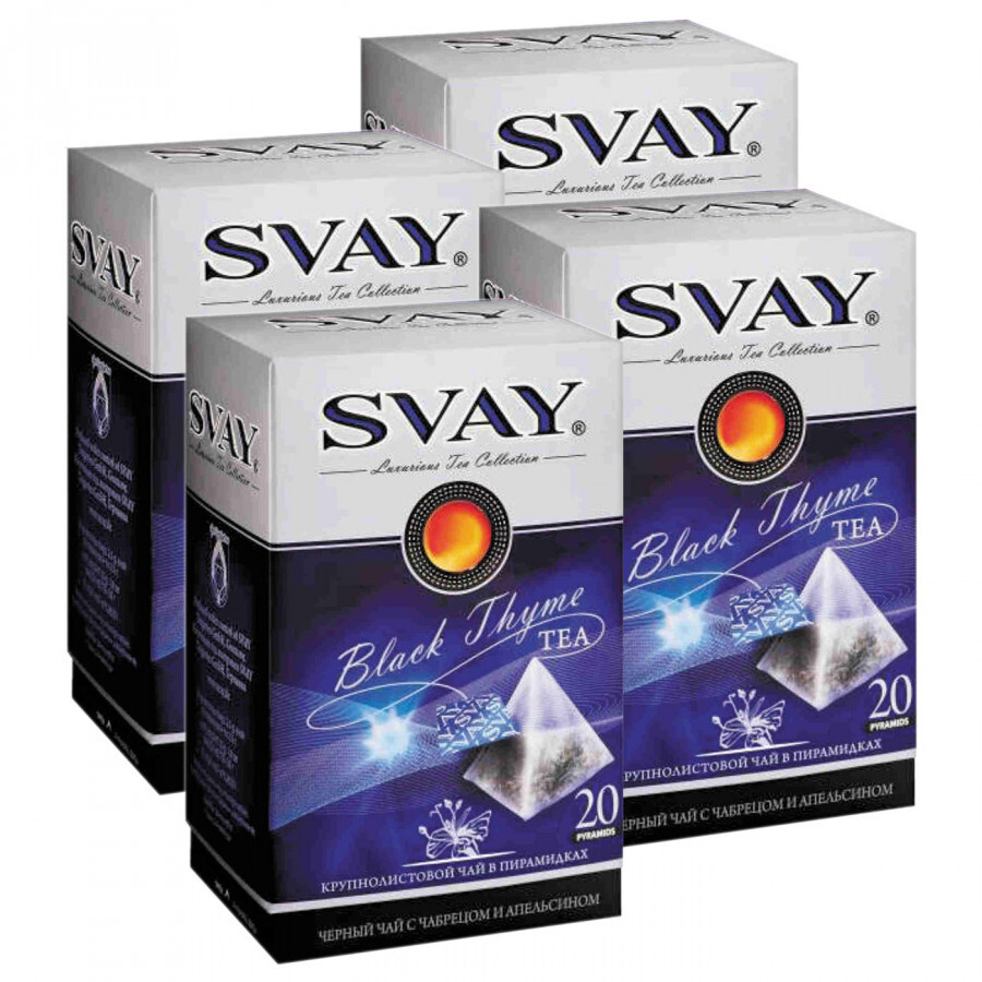 Чай Svay Black Thyme (Чёрный с чабрецом и апельсином), в пирамидках, 4x20шт  #1