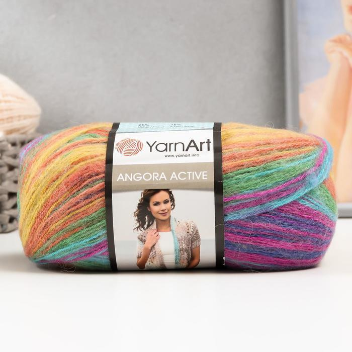 Пряжа для вязания YarnArt "Angora Active" 25% мохер, 75% акрил 500м/100гр, 850 радуга  #1