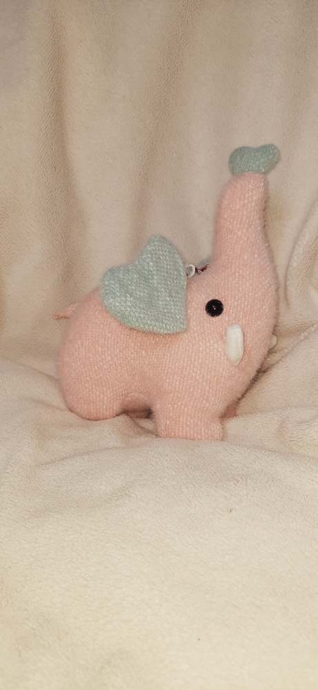 Мягкая игрушка на липучке из супер мягкого меха нежно-розовый слоник 27 см  #1