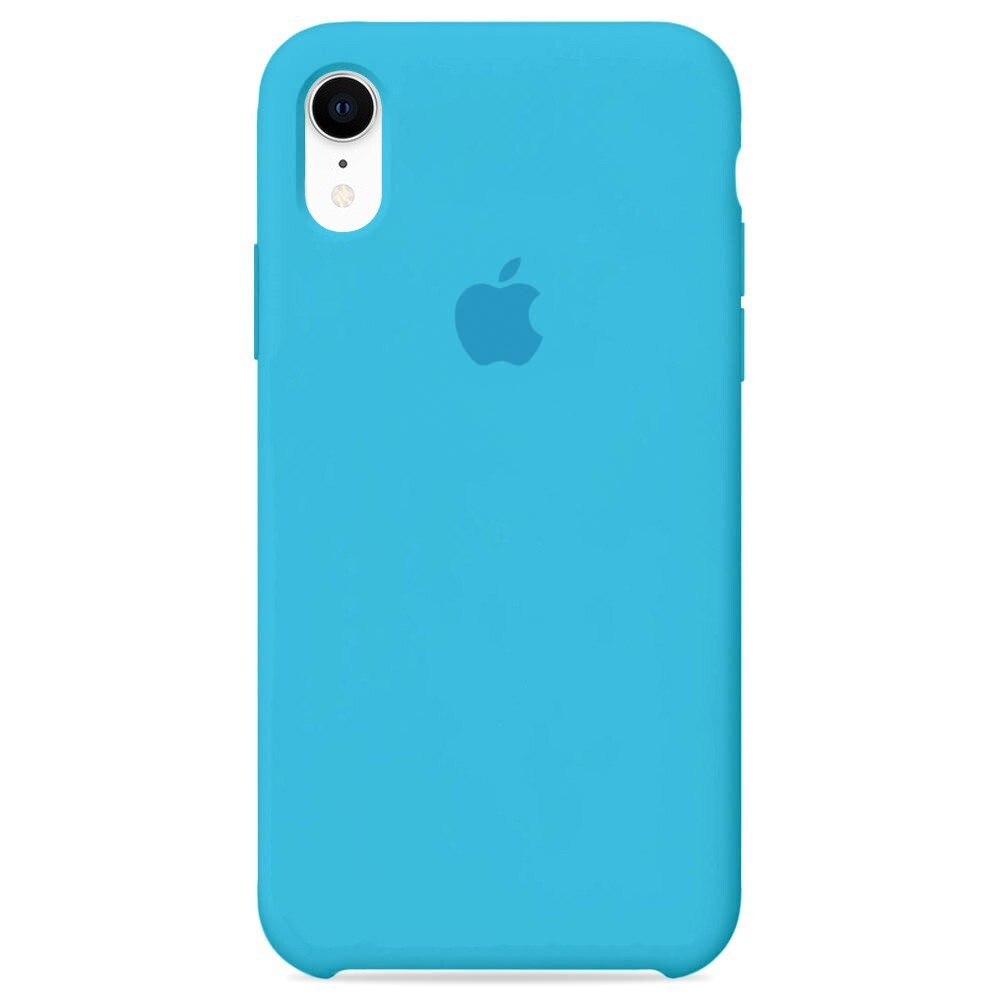 Силиконовый чехол для смартфона Silicone Case на iPhone Xr / Айфон Xr с логотипом, голубой  #1